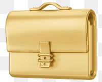 Gold business briefcase png 3D element, transparent background