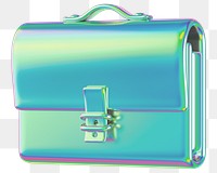 Holographic business briefcase png 3D element, transparent background