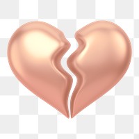 Pink broken heart png 3D element, transparent background