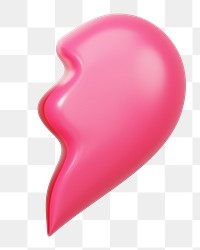Pink broken heart png 3D element, transparent background