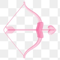 Pink Cupid arrow bow png 3D element, transparent background