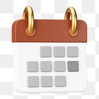 3D calendar png element, transparent background