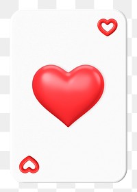 Heart play card png 3D element, transparent background