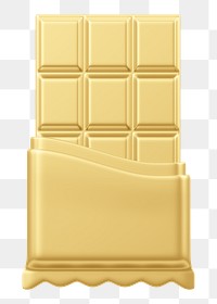 Gold chocolate bar png food, 3D illustration, transparent background