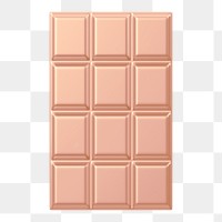 Rose gold chocolate bar png food, 3D illustration, transparent background