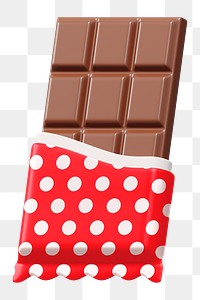 Chocolate bar png food, 3D illustration, transparent background