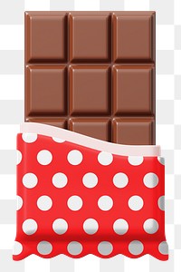 Chocolate bar png food, 3D illustration, transparent background