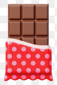 Chocolate bar png food, 3D illustration, transparent background