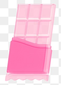 Pink chocolate bar png food, 3D illustration, transparent background