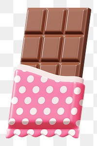 Chocolate bar png food, 3D illustration, transparent background