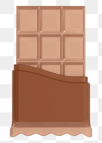 Chocolate bar png food, 3D illustration, transparent background