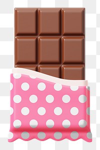 Chocolate bar png food, 3D illustration, transparent background