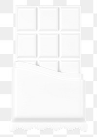 White chocolate bar png food, 3D illustration, transparent background