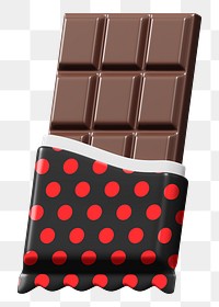 Dark chocolate bar png food, 3D illustration, transparent background