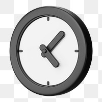 Wall clock png 3D element, transparent background