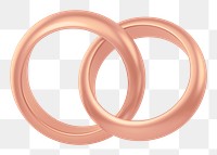 Rose gold couple rings png 3D jewelry element, transparent background