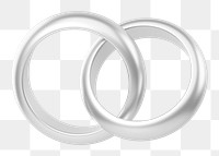 Silver wedding rings png 3D jewelry element, transparent background