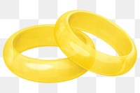 Yellow wedding rings png 3D jewelry element, transparent background