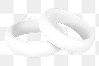 White couple rings png 3D jewelry element, transparent background