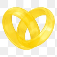 Yellow wedding rings png 3D jewelry element, transparent background