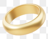 Gold wedding ring png 3D jewelry element, transparent background