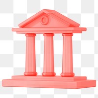 Red courthouse building png 3D architecture, transparent background