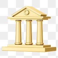 Gold courthouse building png 3D architecture, transparent background
