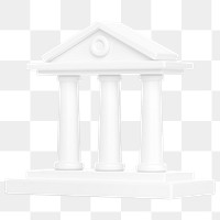 White courthouse building png 3D architecture, transparent background