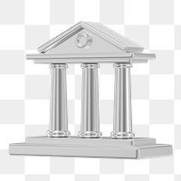 Silver courthouse building png 3D architecture, transparent background