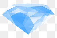 Blue diamond png 3D shape, transparent background