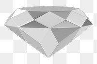 Silver diamond png 3D shape, transparent background