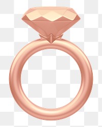 Copper diamond ring png 3D jewelry, transparent background