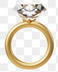 Gold diamond ring png 3D jewelry, transparent background