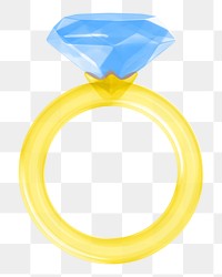 Blue diamond ring png 3D jewelry, transparent background