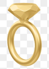 Gold diamond ring png 3D jewelry, transparent background