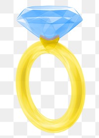 Blue diamond ring png 3D jewelry, transparent background