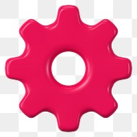 Pink cogwheel png 3D element, transparent background