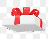 White gift box lid png 3D element, transparent background