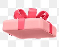 Pink gift box lid png 3D element, transparent background