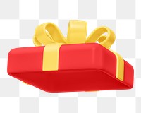 Red gift box lid png 3D element, transparent background