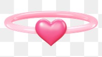 Pink heart ring png 3D element, transparent background