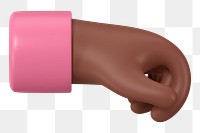 African-American hand png gesture, 3D illustration, transparent background