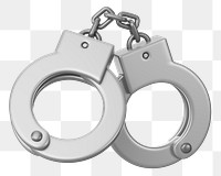 Silver handcuffs png 3D element, transparent background