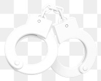 White handcuffs png 3D element, transparent background