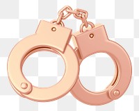 Rose gold handcuffs png 3D element, transparent background