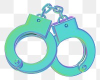 Blue metallic handcuffs png 3D element, transparent background