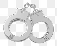Silver handcuffs png 3D element, transparent background