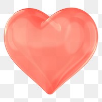 Red heart png 3D element, transparent background