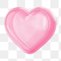 Pink heart png 3D element, transparent background