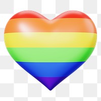 LGBTQ rainbow heart png 3D element, transparent background